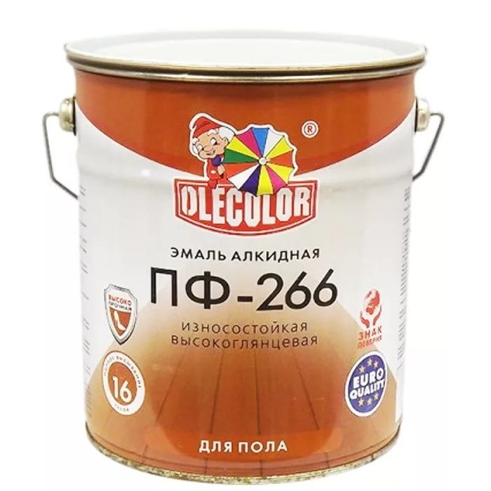 Эмаль для пола ПФ-266 OLECOLOR красно-коричневая 10кг - 4300005192 - купить в АПлайн