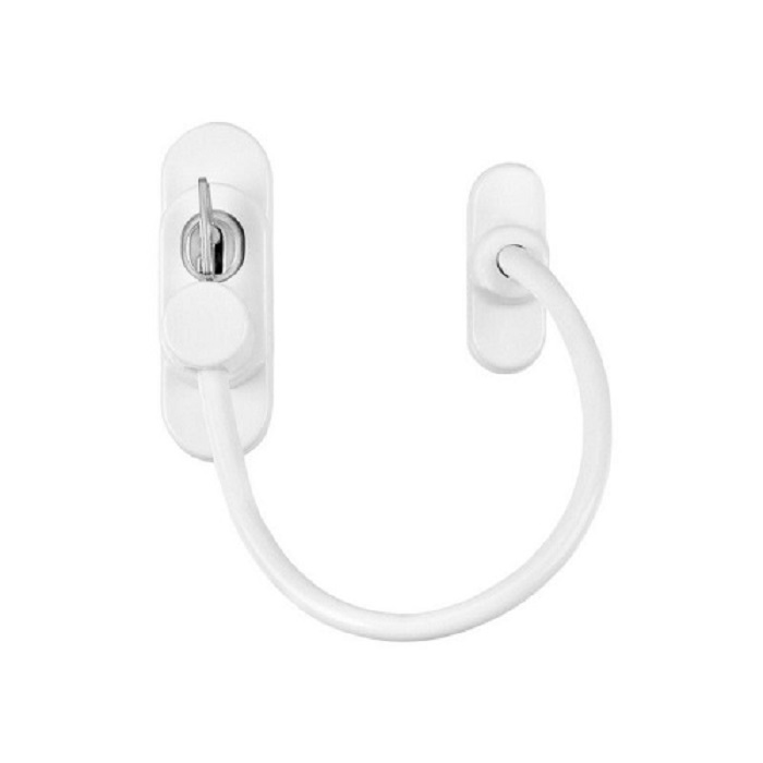 Замок на окно тросовый с ключом белый