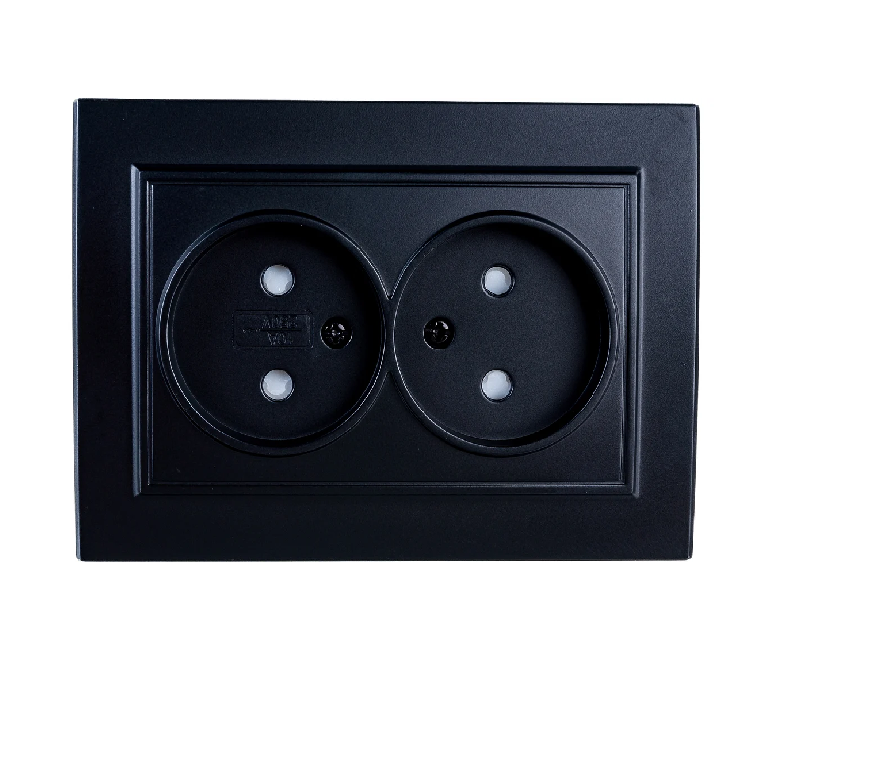 Розетка "Эрна" 2 СП черная в сборе без заземления шторки 10А STEKKER PST10-9013-03