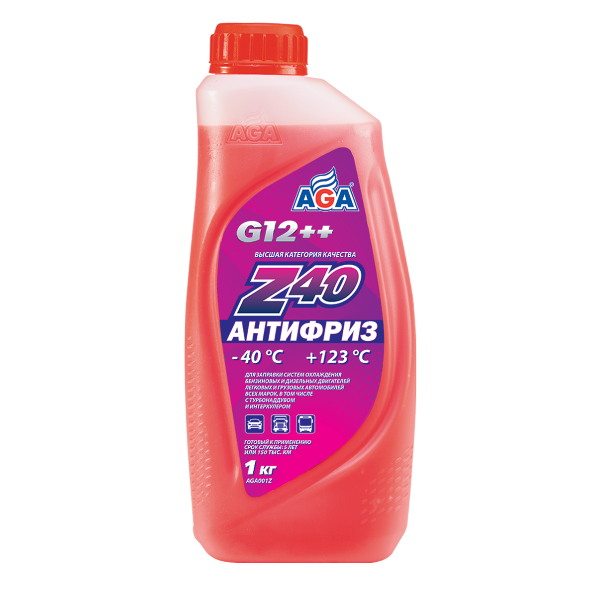 Антифриз AGA Z40 -40C G12 красный 946мл AGA001Z- купить в АПлайн
