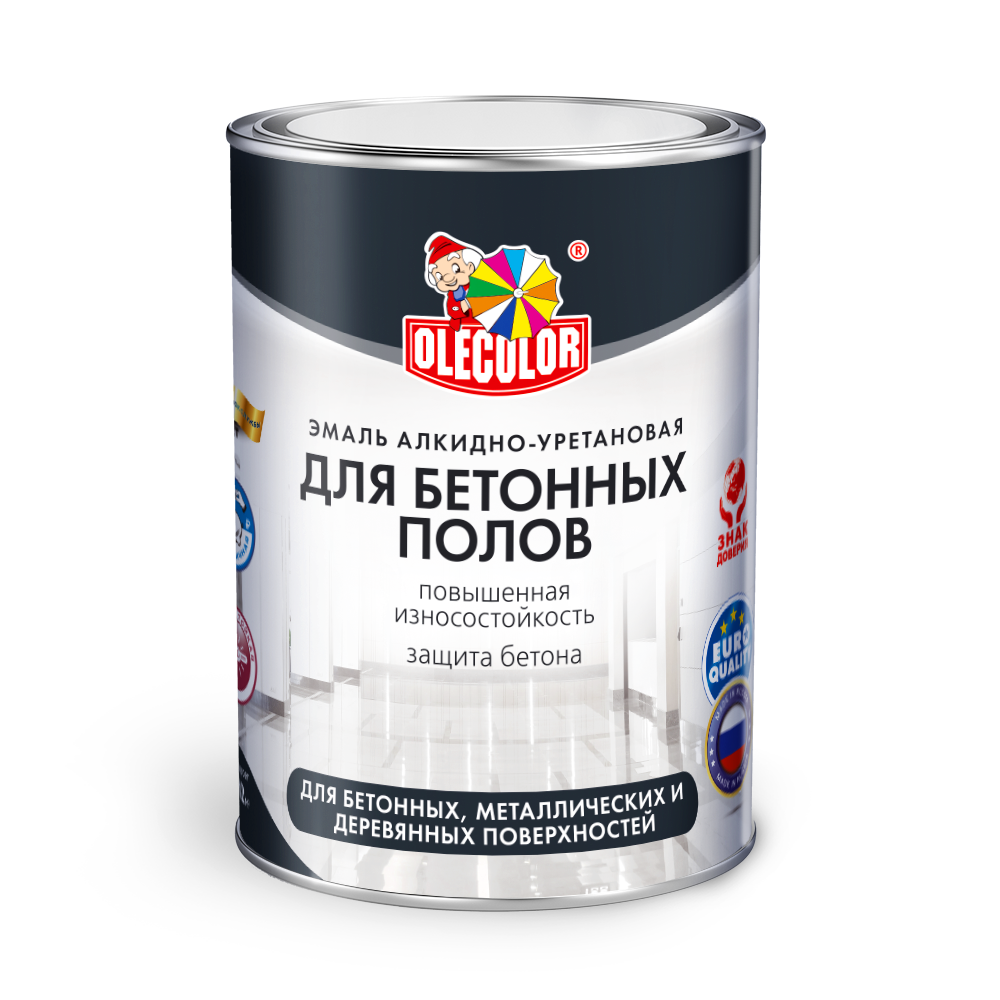 Эмаль для бетонных полов OLECOLOR алкидно-уретановая серый 2,7кг