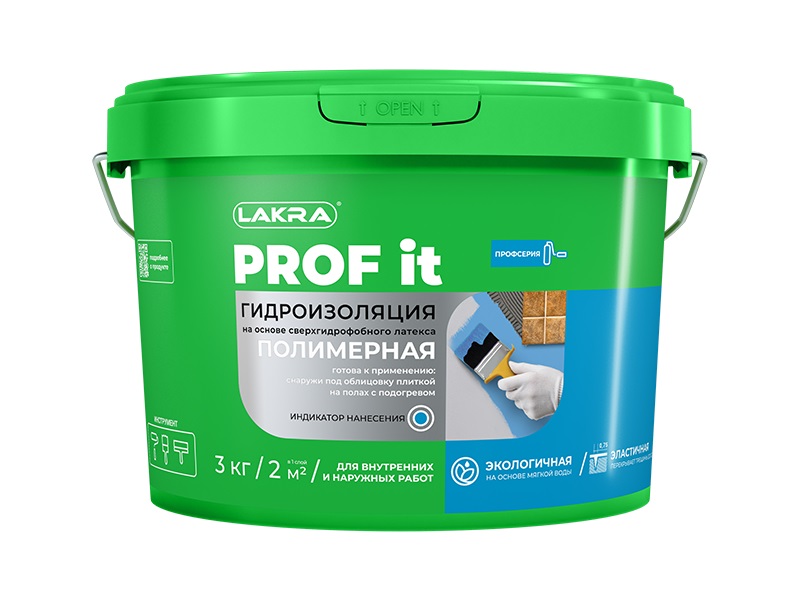 Мастика Лакра PROF IT гидроизоляция полимерная 3кгЛк-00008165- купить в АПлайн
