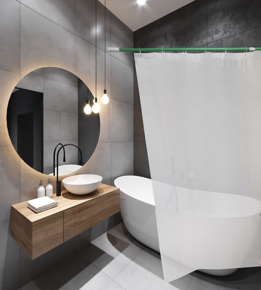 Штора для ванной комнаты SANTREK HOME 180х180 PEVA 60050 с кольцами, прозрачный, матовый 307768