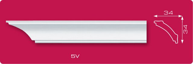 Плинтус потолочный экструдированный "Лагом" V-5 DESN-25V000-WH-0100