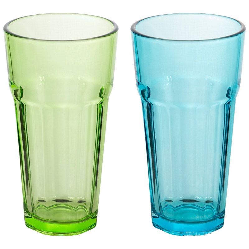 Стакан стекл. 355мл бирюзовый/зеленый 007278