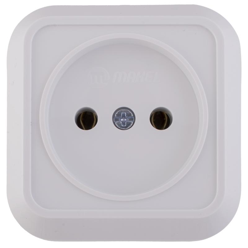 РОЗЕТКА 1 ОП SIVA USTU БЕЛАЯ КВАДРАТНАЯ С ЗАЗЕМЛ. MAKEL 45108