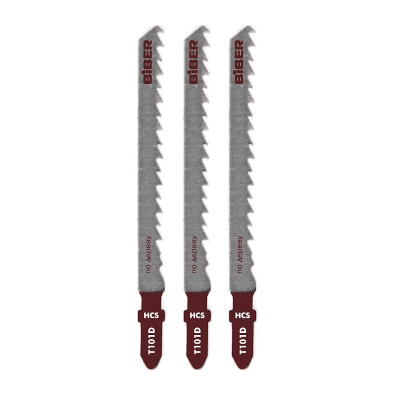 Пилки для лобзика по дереву Т101D раб.74х4мм чистый рез HСS 3шт Бибер 85275