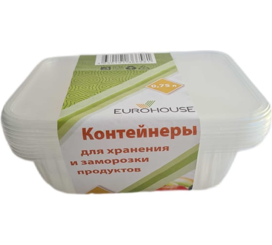 Контейнеры для заморозки продуктов EuroHouse 0,75л 5шт 15899