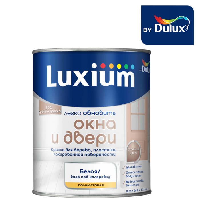 Краска в/д Luxium Мебель и дерево матовая BW 0,75л***