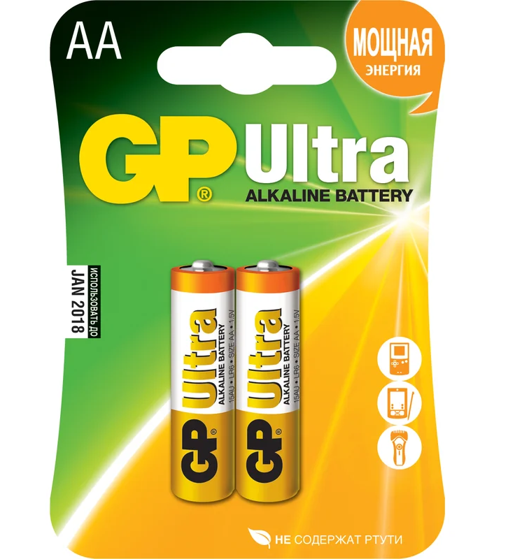 Элемент питания АА алкалиновый (LR6) GP 15AA21-2CRSBC2 2шт1223- купить в АПлайн