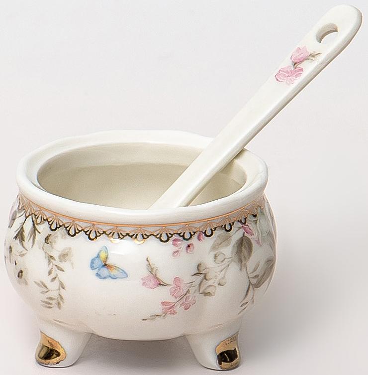 Банка керам. Аделина 60мм 50мл с ложкой 175-42021