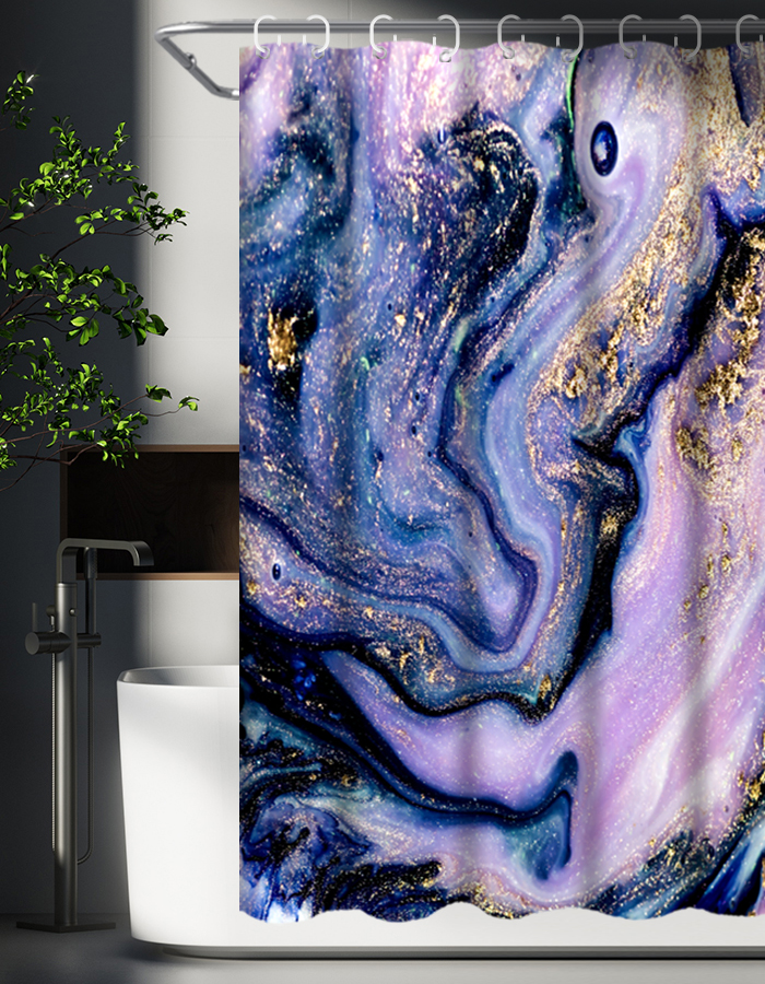 Штора для ванной комнаты SANTREK HOME 180х180 Polyester НС1123 с кольцами мрамор фиолетовый - 330284 - купить в АПлайн