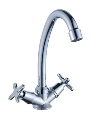 Смеситель для кухни АНТЕЙ КРИСТИ с 2-мя рукоятками с высоким изливом 407350-ANT (уп.2шт. 2/20)