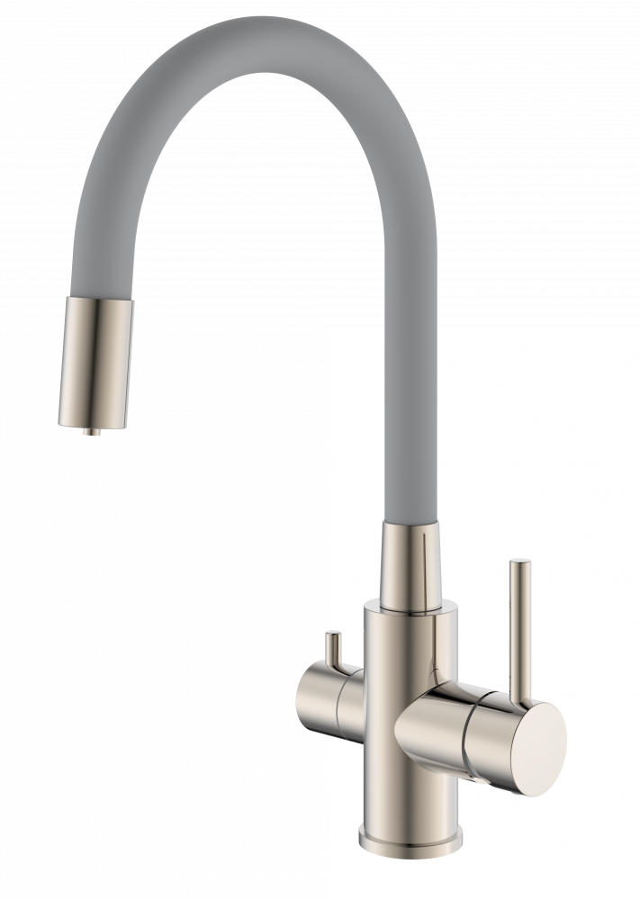 Смеситель для кухни АНТЕЙ БУЛАТ с гибким изливом с доп.выходом д/питьев.воды серый 511523-ANT511523-ANT- купить в АПлайн