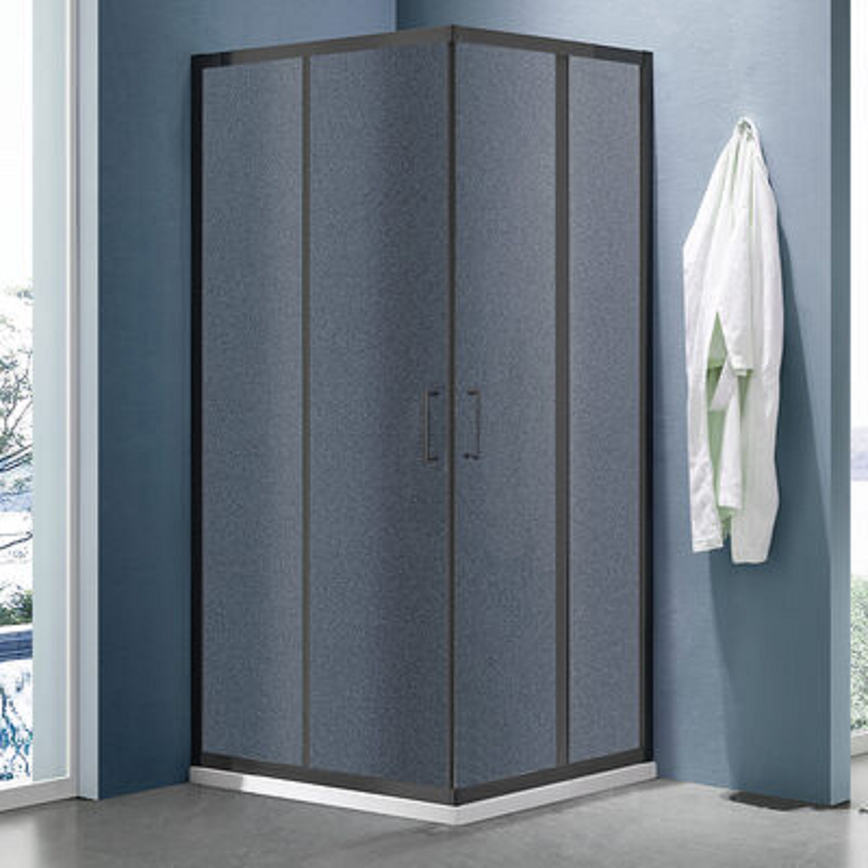 Душевое ограждение SANTREK AQUA Lea-CR-800-G-Matt Black 800*800*1850 Г-обр. стекло Грейп 5мм,Черный