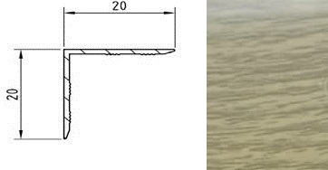 Порог-угол 2,0м 20х20мм У6.110, Дуб серый