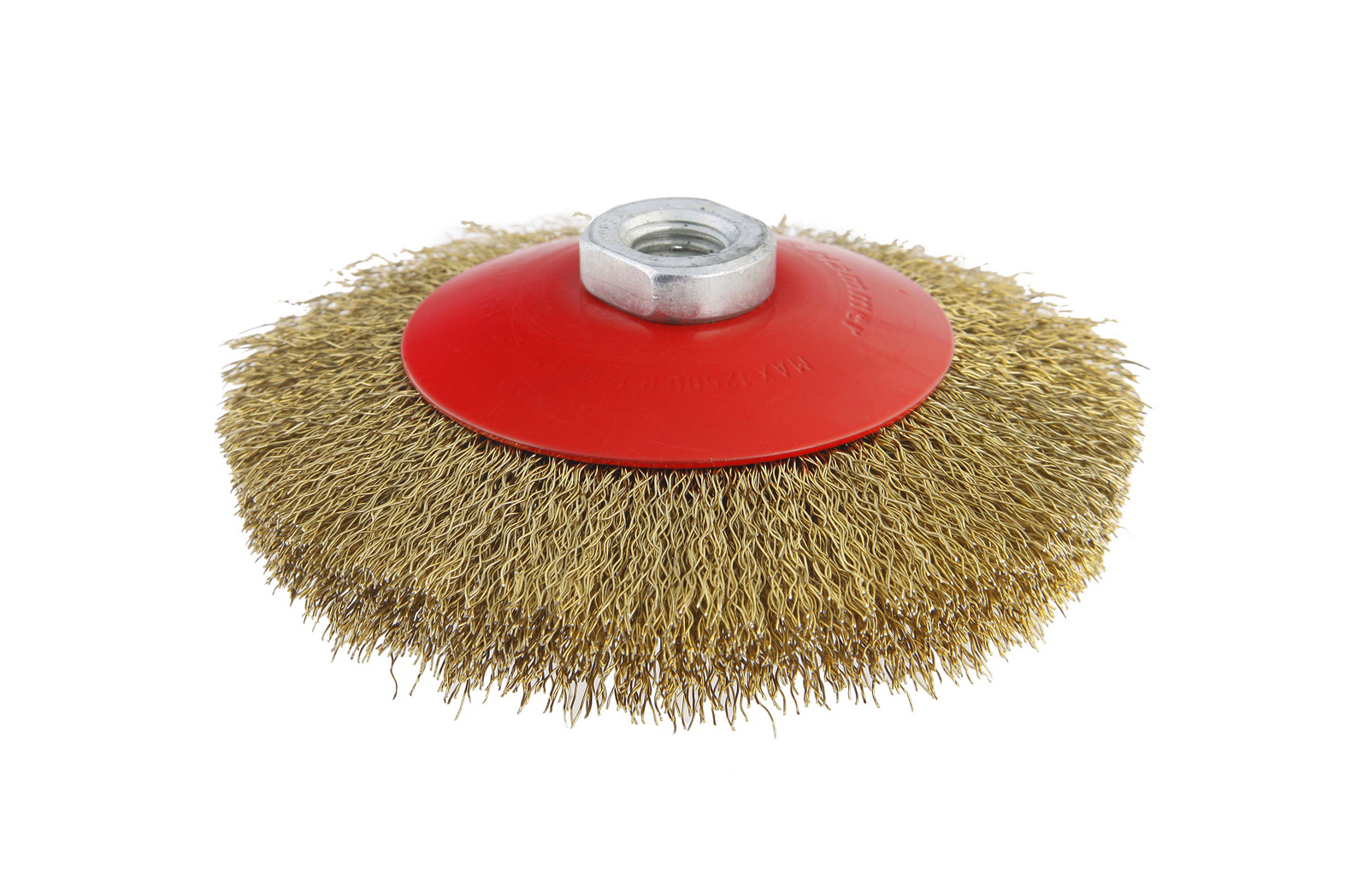 Корщетка для УШМ дисковая с наклоном 125мм волнистая стальная латун. проволока, гайка М14 38928М