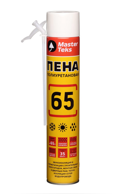 Пена монтажная MasterTeks 65 бытовая всесезонная 750мл /9413556/94133469413556/9413346- купить в АПлайн