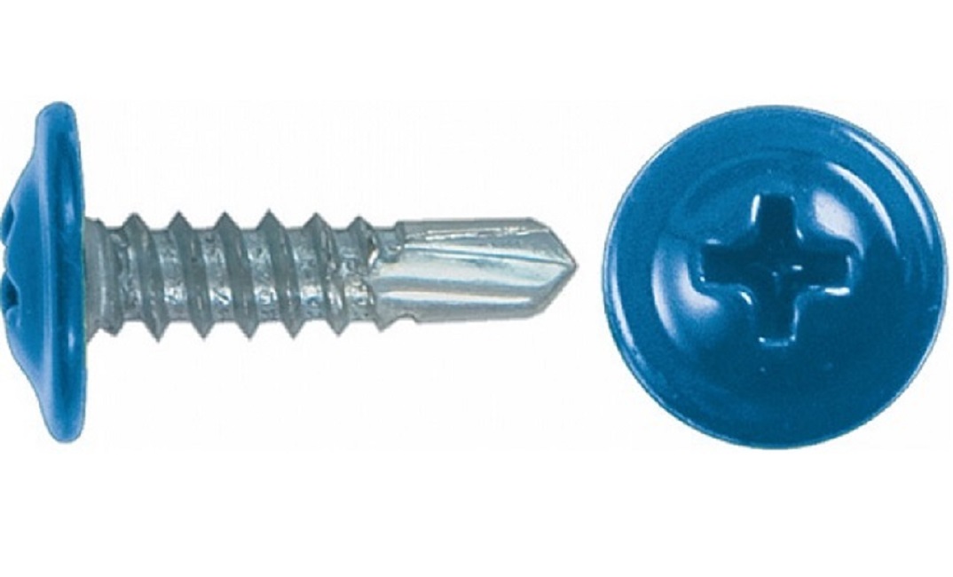 Саморез металл/металл сверло 4,2х16 с прессшайбой RAL5005 синий контейнер (250шт) 301101 КЧ
