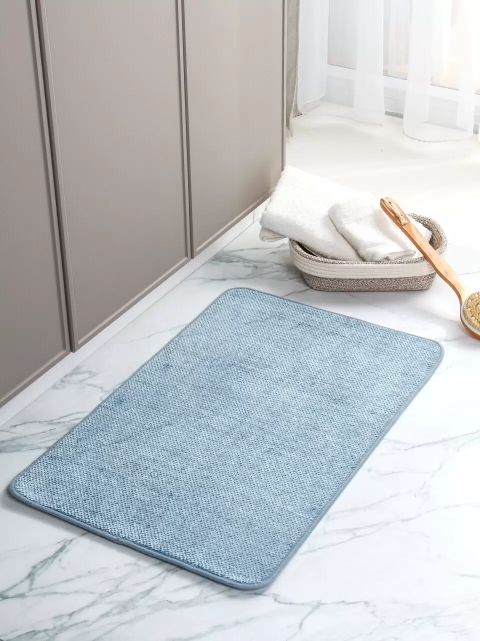 Коврик для ванной комнаты 0.5х0.8м антискольз, син, Y4-9931