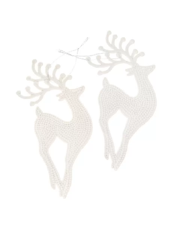 Елочное украшение пласт.Олени 2шт белый 11.5х6.5см SYLKL-4919100 317369 - SYLKL-4919100 317369 - купить в АПлайн