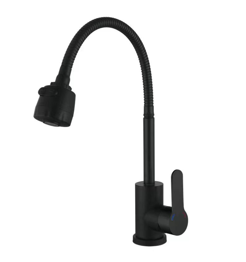 Смеситель для кухни АНТЕЙ ПАРМА с гибким изливом, нерж. сталь, черный 587027-ANT587027-ANT- купить в АПлайн