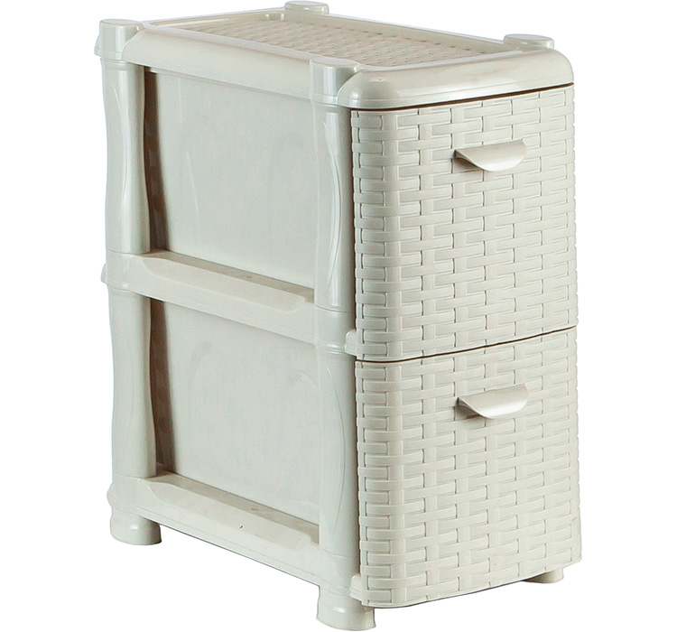 КОМОД-ТУМБА УЗКИЙ РОТАНГ (2 СЕКЦИИ) БЕЛЫЙ РОТАНГ /М2815/