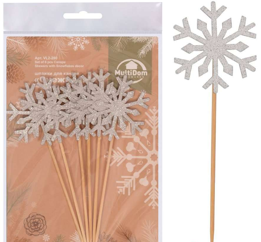 Шпажки для канапе Снежинки 14см 6шт VL2-280