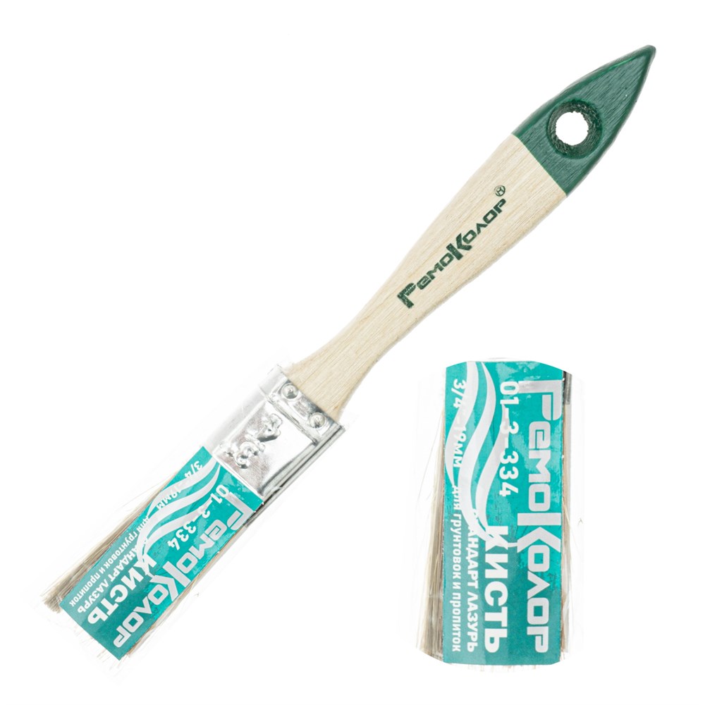 Кисть плоская "Стандарт Лазурь" 3/4" (19 мм) смеш.щетина / дерев.ручка РемоКолор 01-3-334