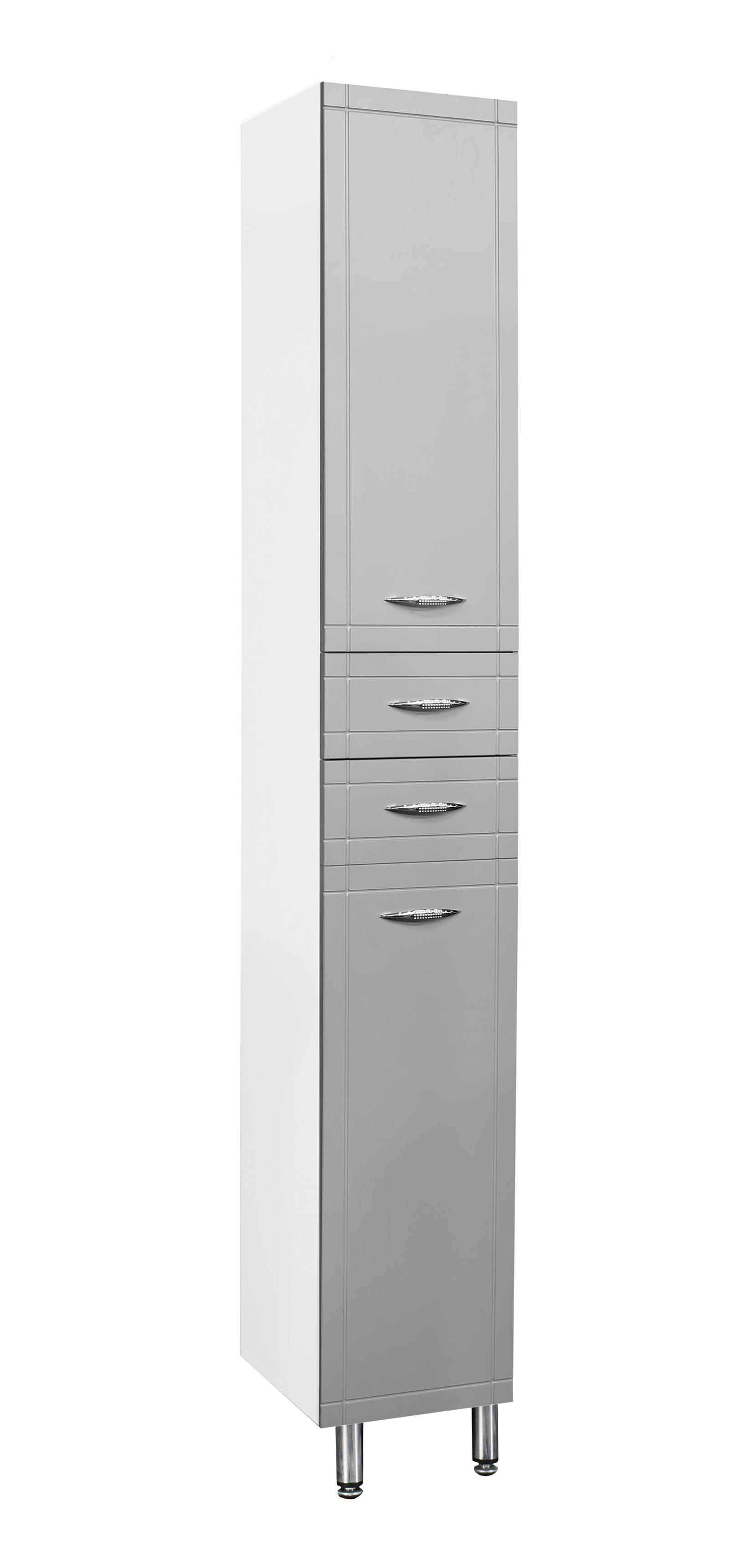 Пенал SANTREK HOME "Мальта-30" правый серый матовый 300х1900х350 мм 2 двери, 2 ящика314246- купить в АПлайн