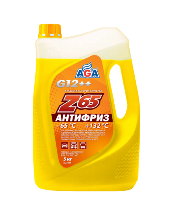 Антифриз AGA Z65 -65C G12 желтый 5кг AGA043Z- купить в АПлайн