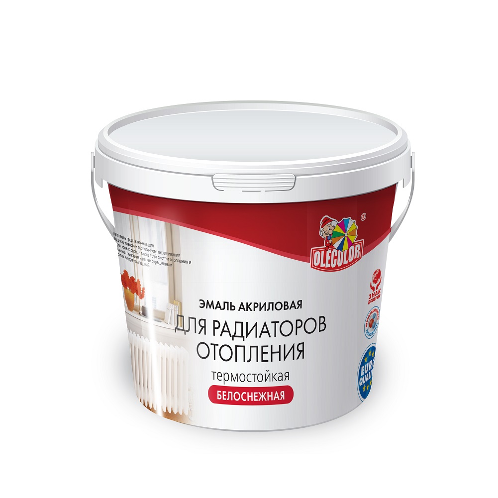 Эмаль для радиаторов отопления OLECOLOR акриловая полуглянцевая 0,5кг