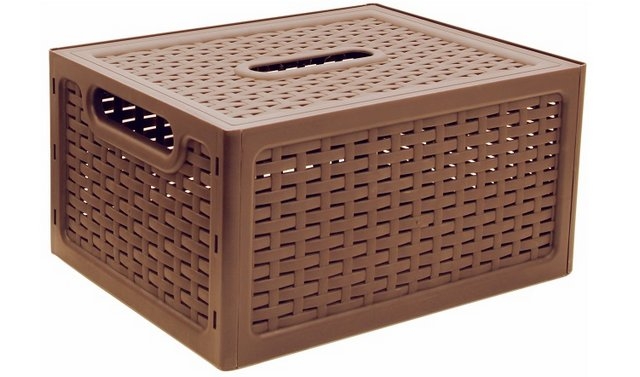 Ящик пласт. ротанг 13л 370х280х190мм коричневый с крышкой М2375М2375- купить в АПлайн