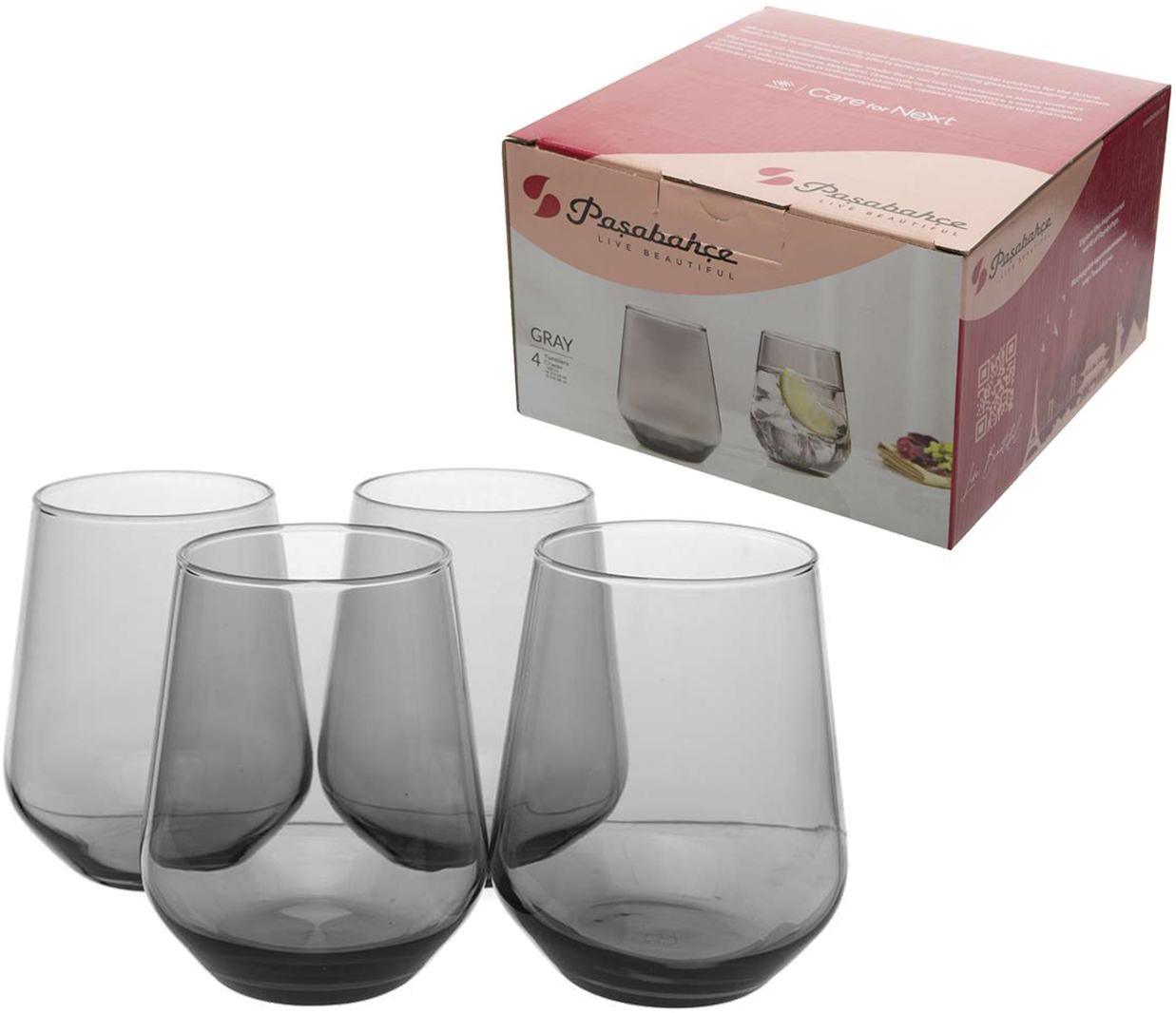 Набор стаканов стекл. ГРЕЙ 4шт 320мл 42868BGREY