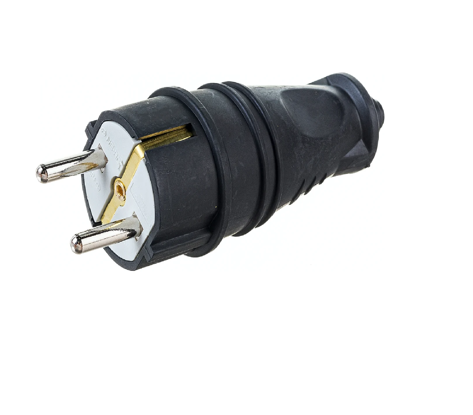 Вилка электрическая прямая 16А с заземл. черная каучук IN HOME