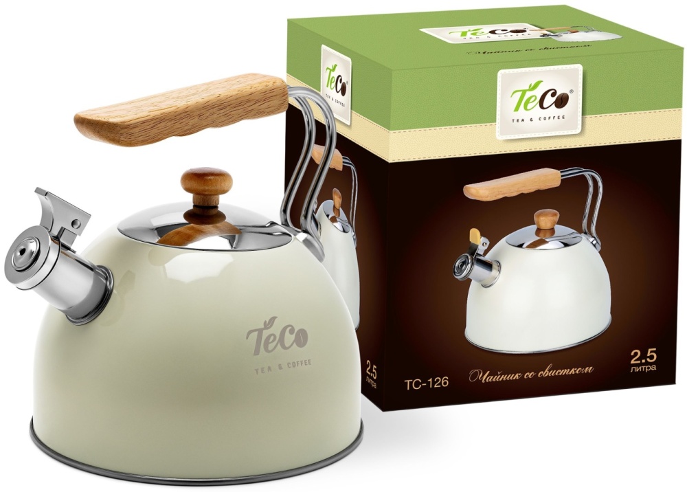 Чайник нерж. Teco 2.5л со свистком бежевый TC-126