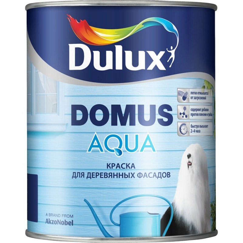 Краска DULUX  DOMUS AQUA для деревянных фасадов  П/МАТ ВС 2,35л***