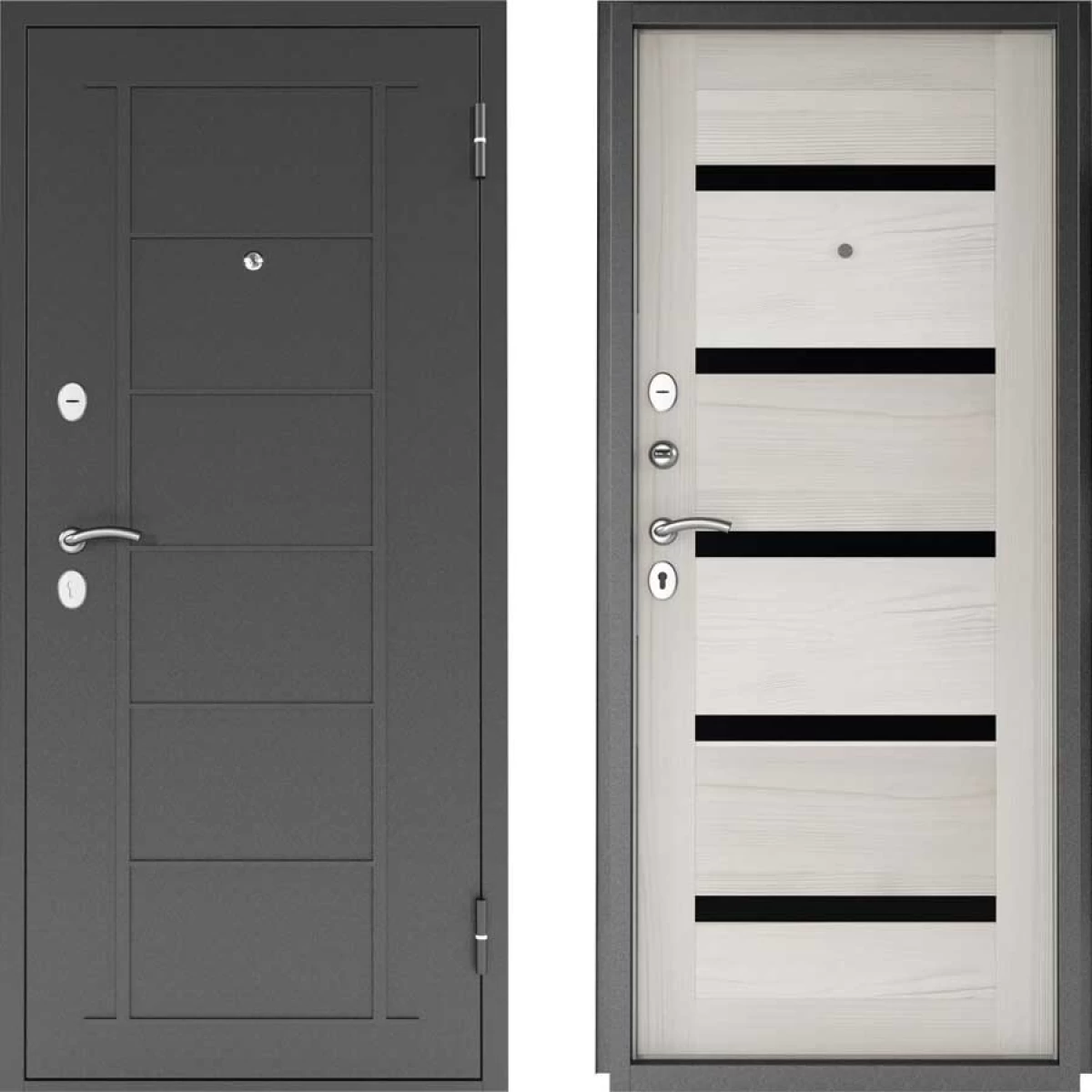 Дверь металлическая Титан 5С Графит / Дуб беленый 2050х860-R правая