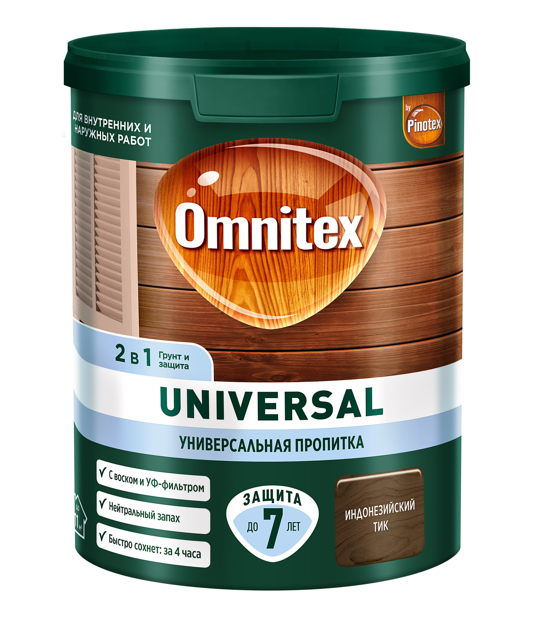 Пропитка Omnitex (Pinotex) UNIVERSAL 2В1 акриловая индонезийский тик 0,9л***