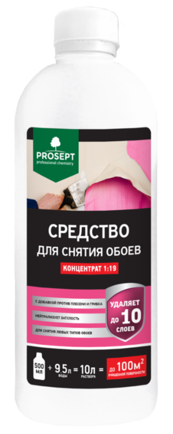 Средство для снятия обоев PROSEPT концентрат 1:19/ 0,5л