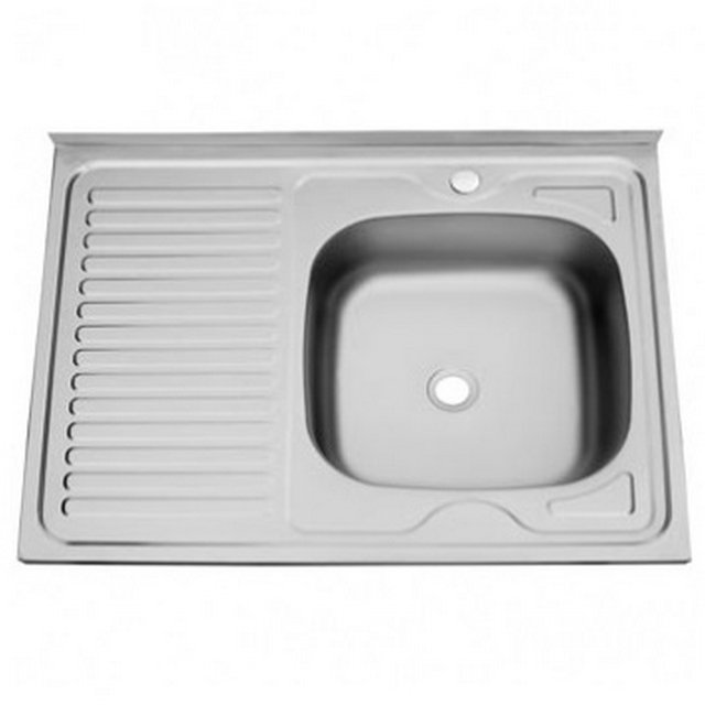 Мойка нержавеющая правая 60х80 см накладная толщина 0,4 мм глуб. 13 см (выпуск 1 1/2)V-401-R/310358 - V-401-R/310358 - купить в АПлайн