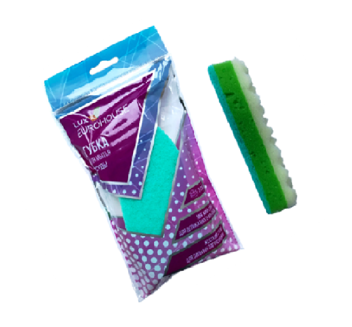 Губка для посуды Eurohouse Lux трехслойная 12,5х8х3,5см 14003