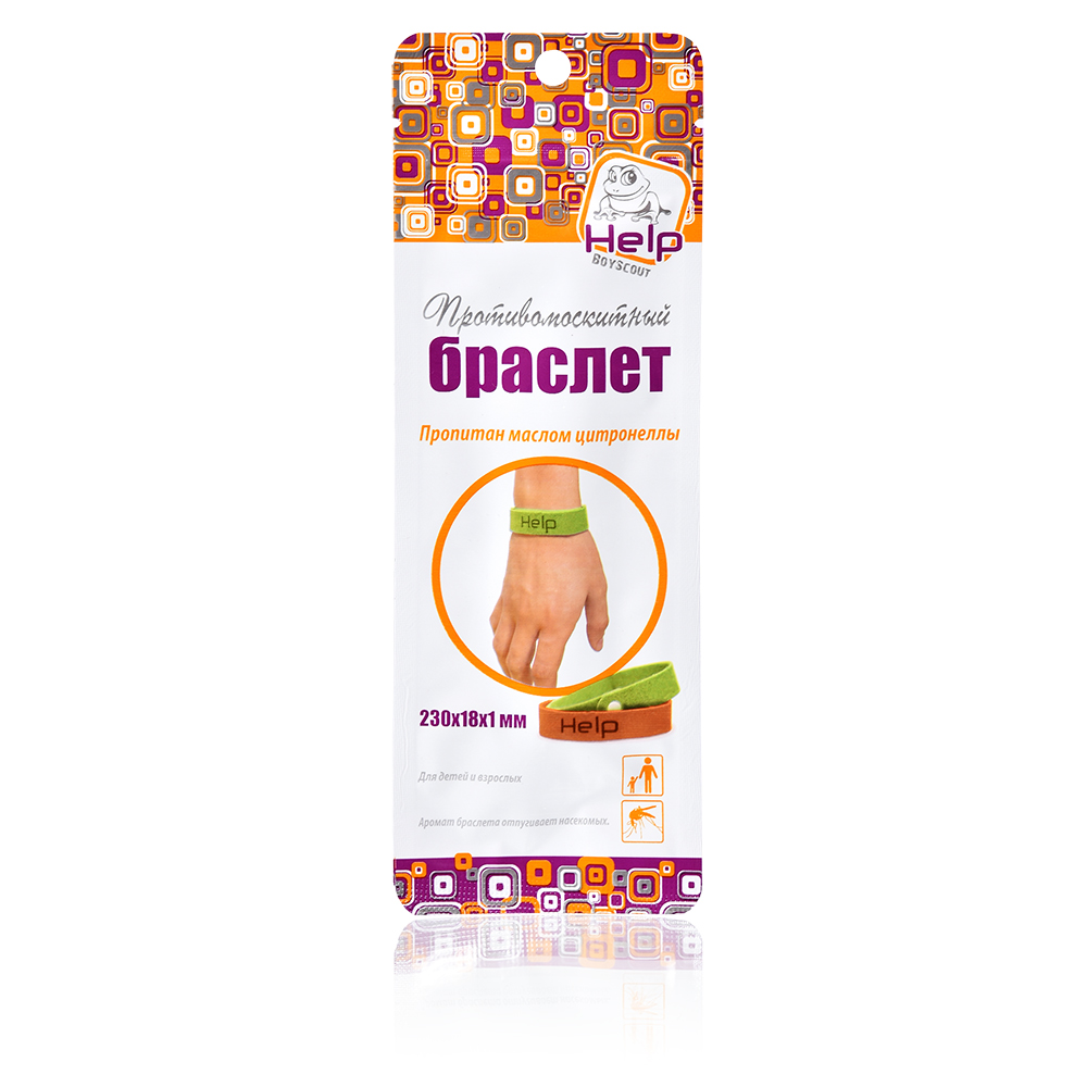 Браслет микрофибра HELP от комаров 230х18х1мм 80200