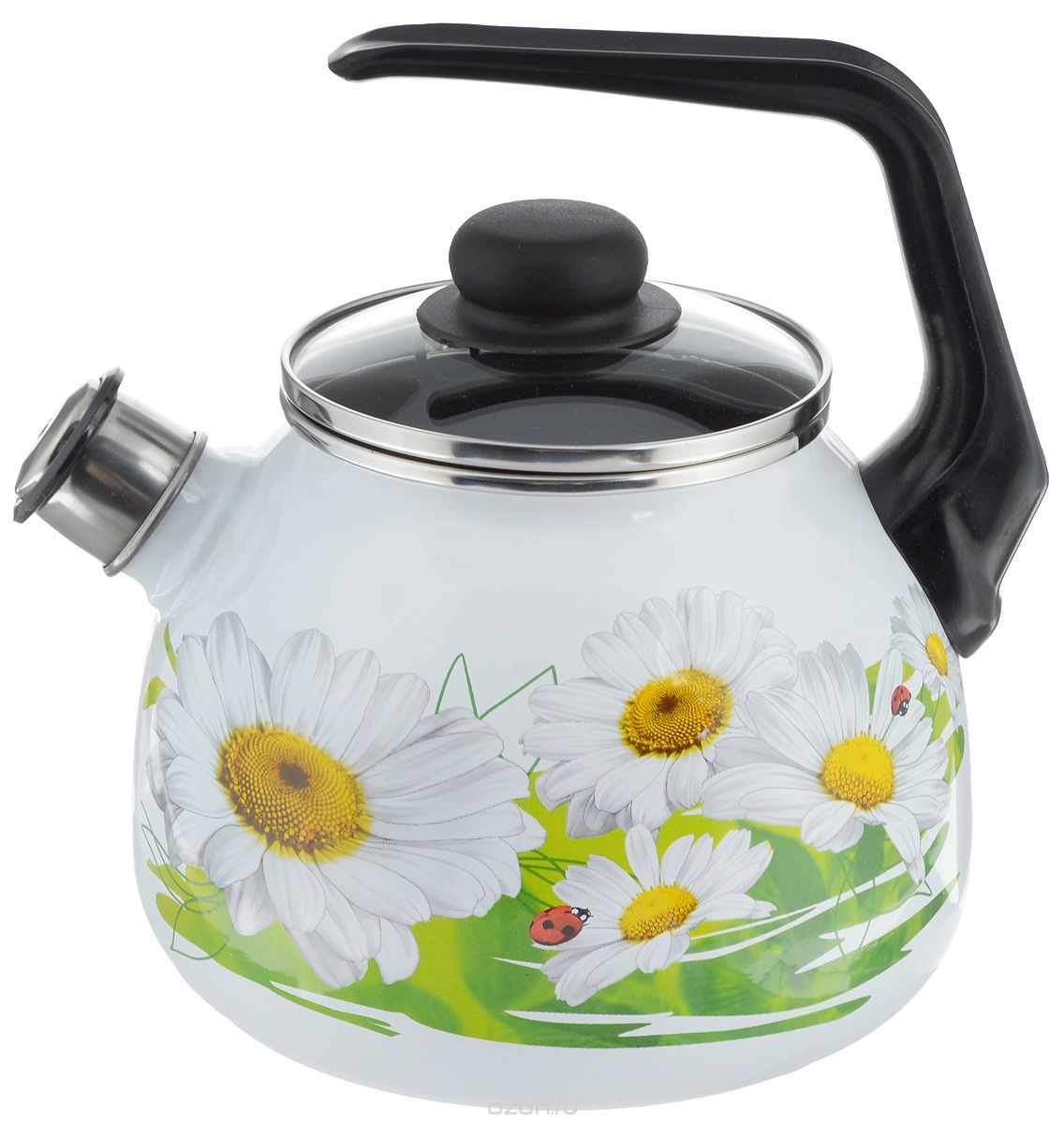 Чайник эмал. СтальЭмаль 2л со свистком ромашки 4С210/ЯИ7085- купить в АПлайн