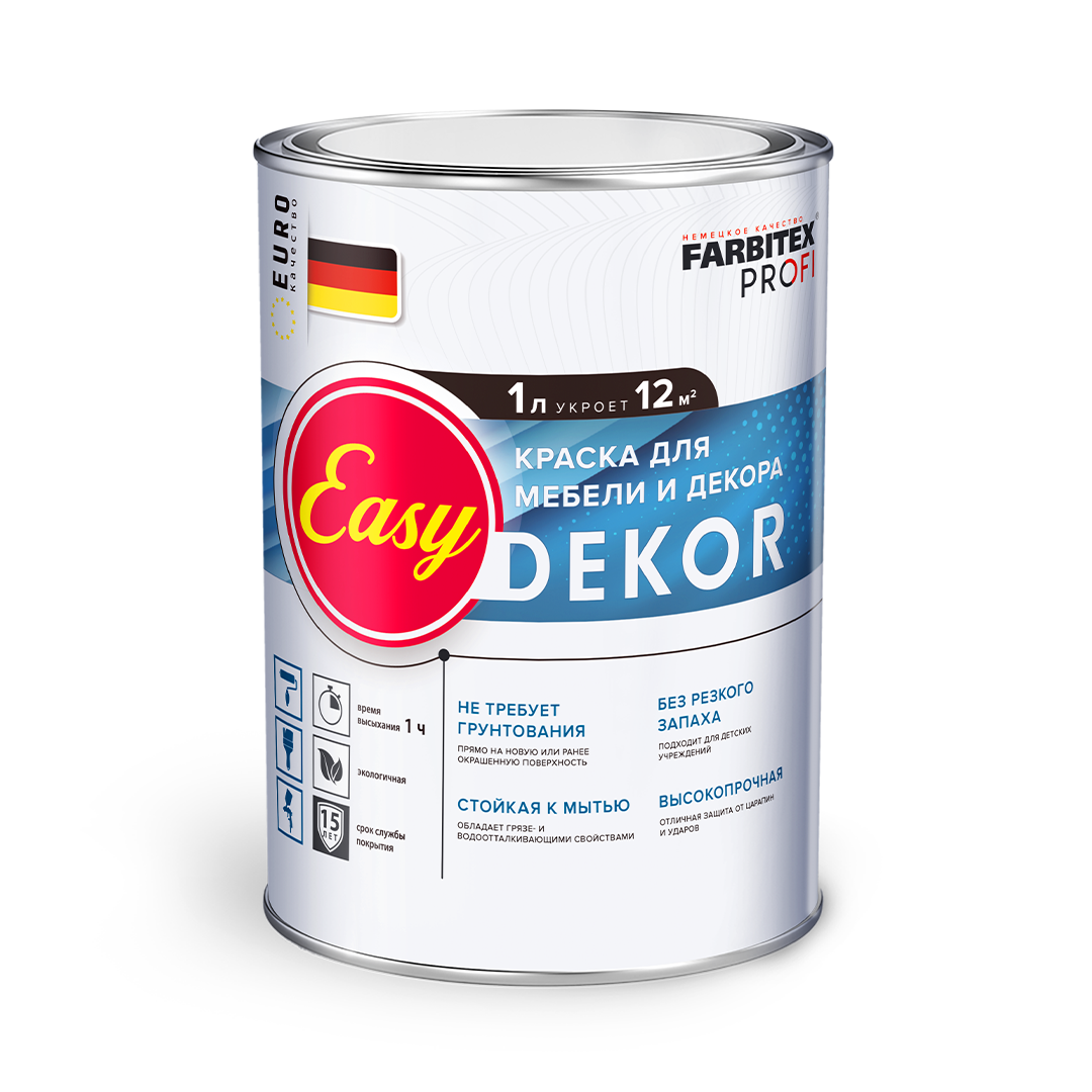 Краска акриловая FARBITEX PROFI для мебели и декора EasyDekor 1л 4300011680- купить в АПлайн
