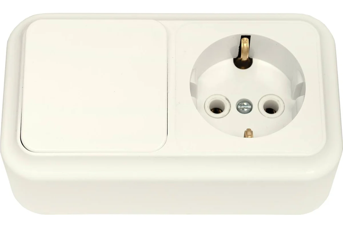 Блок комбин. ОП "Пралеска" белый (1выкл.+роз. с заземл.) 16А Bylectrica В-РЦ-527 (762)В-РЦ-527- купить в АПлайн