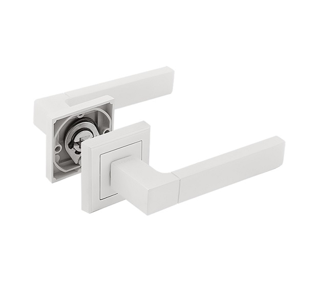Ручка дверная на розетке НОРА-М AL 109K (квадрат) белый17241- купить в АПлайн