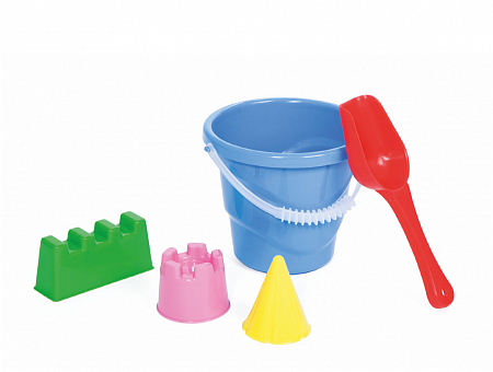 Набор детский песочный пласт. Строитель ведерко 1,2л, совок,  формочки 10014001 