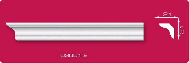 Плинтус потолочный экструдированный "Лагом" 03001Е 2м DESC-203001-WH-0210