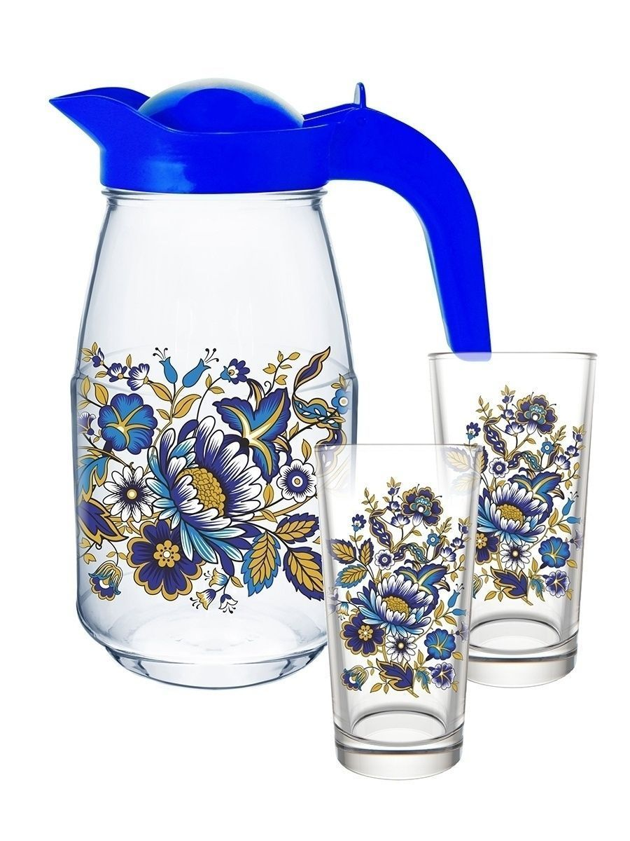 Набор стекл. Милори кувшин 1,5л+2 стакана 1607/2-Д 